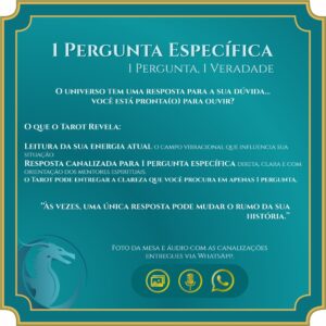 Clareza, direcionamento e canalização espiritual para responder uma pergunta específica, com objetividade e profundidade.